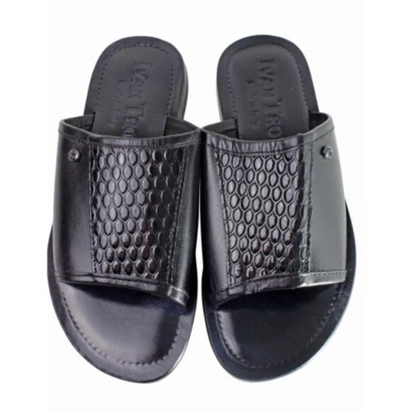 Owen Black Leather Sandals, Mens Italian Shoes main image 7